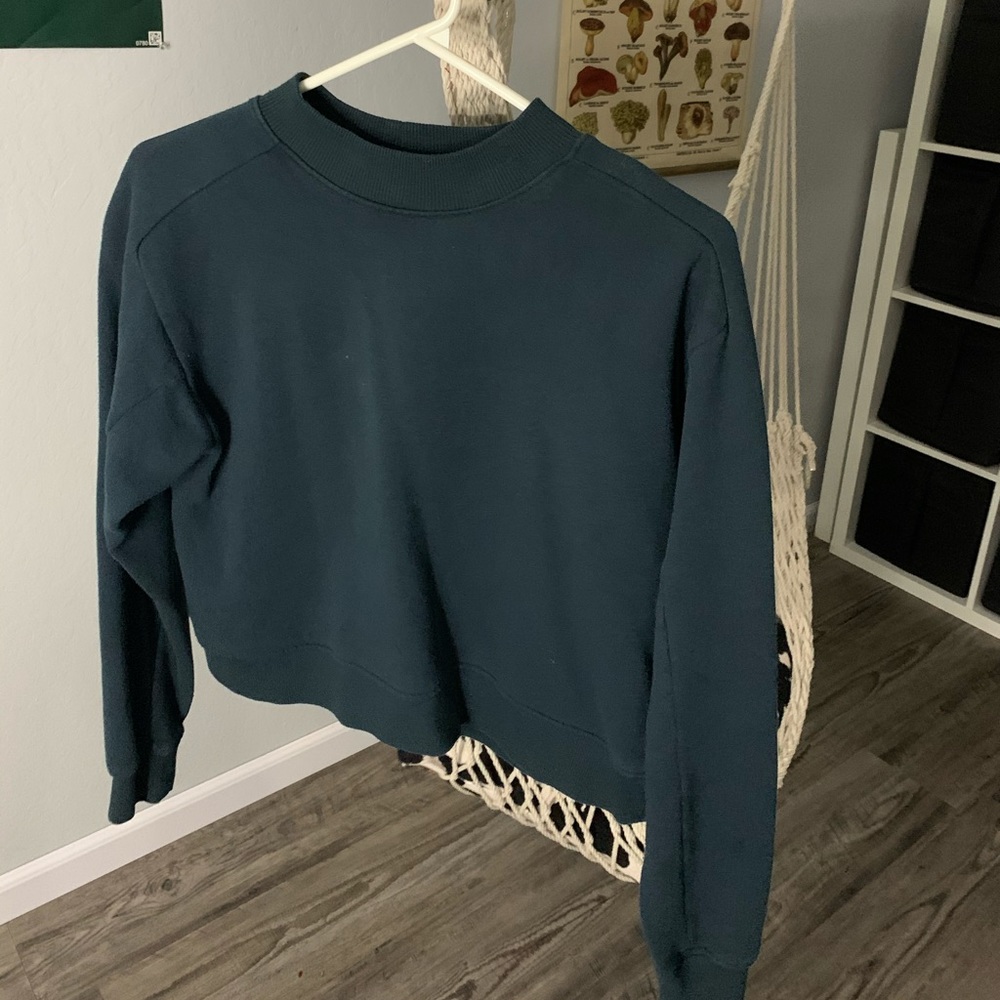 Dark Teal Crewneck Crop Top